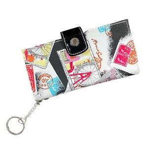 LIZ CLAIBORNE Stamp Travel Wallet Keychain